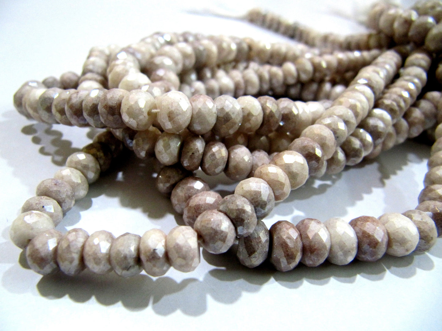 Natural Grey Silverite Beads Rondelle Faceted Silverite Chalcedony Beads Size 7-8mm Strand 8 inches Long