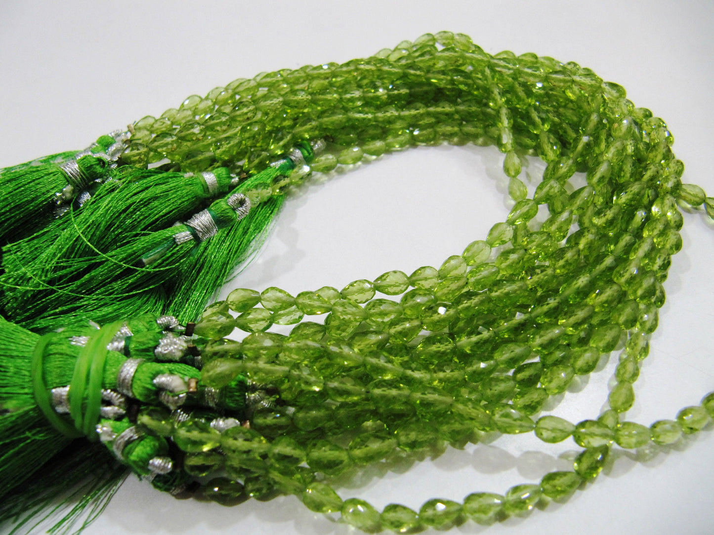 Superfine Quality Natural Peridot Drops Beads, Faceted Straight Drilled Tear Drops size 4x6mm to 5x7mm, Strands 9 inches Long, Top Quality