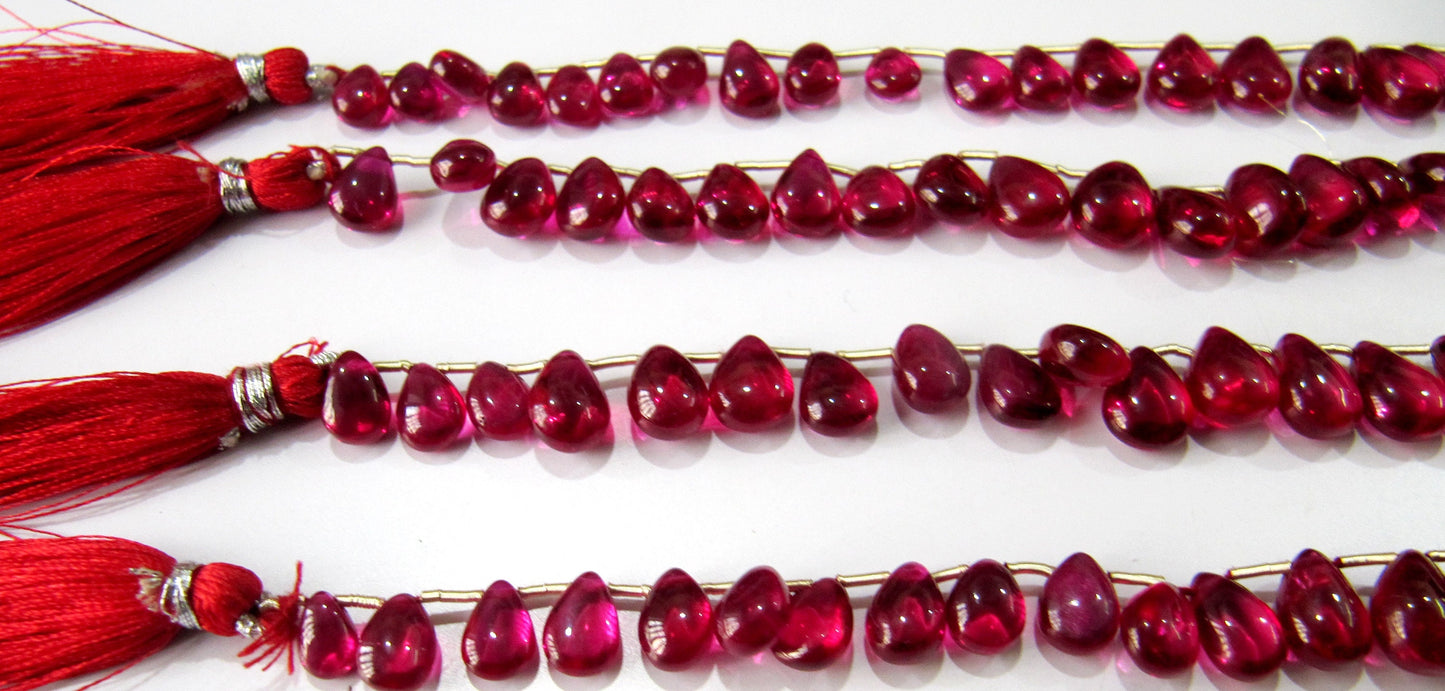 AAA Quality Ruby Smooth Flat Tear Drops 5x7mm to 10x14mm,Imitation Ruby Pear Shape beads,Lab Creaated Ruby Strand 6inch Long-