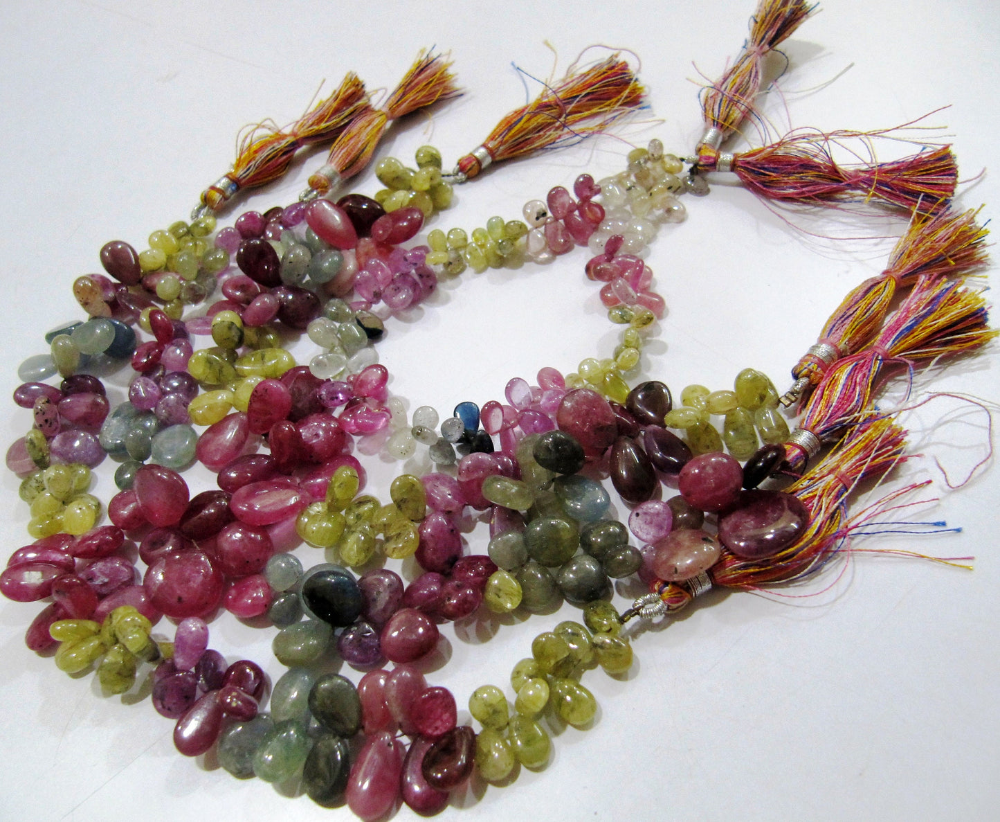 Natural Multi Sapphire Pear Shape Beads / Smooth Beads Side Drilled Beads/ Size 5x8 to 7x10mm Strand 9 inch heart shape Multi Sapphire Beads