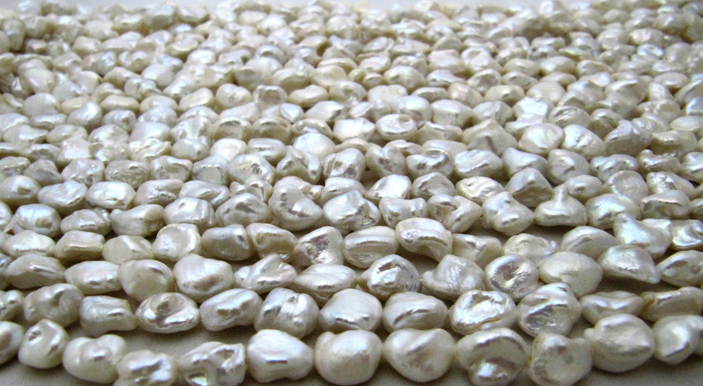 Natural Genuine Pearl Tumble 8-9mm Beads Strand 16 inches Long Fancy Shape Nugget beads, Sold per strand