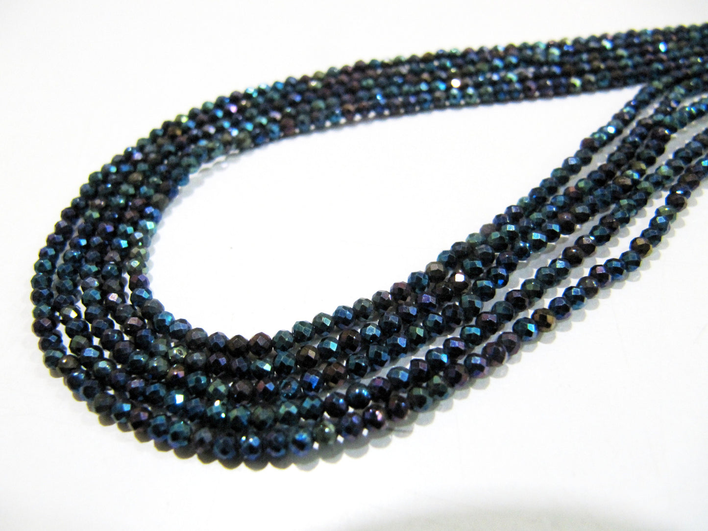 Natural Black Spinel Beads 3mm Rondelle Faceted Beads Titanium Blue Coated Genuine Gemstone Beads Strand 13 inch long