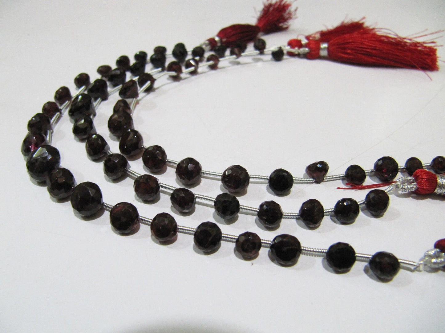 AAA Quality Natural Mozambique Garnet Onion Shape Beads, Faceted Garnet fancy Shape Beads, Size 5 To 8 mm Gemstone Beads,Strand 8 inch.long