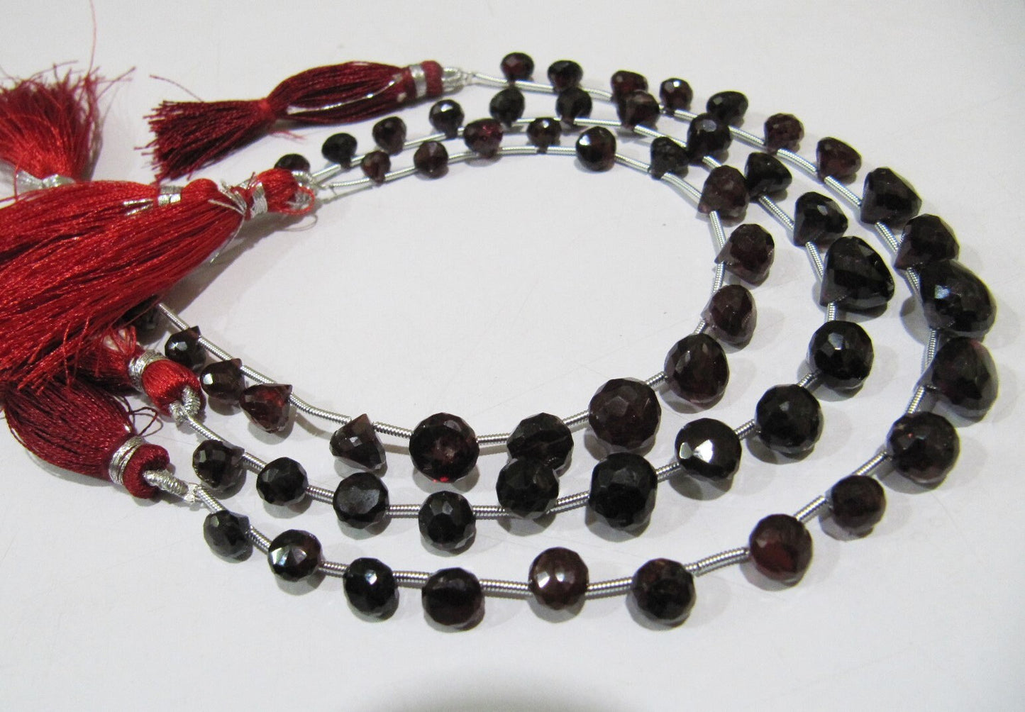 AAA Quality Natural Mozambique Garnet Onion Shape Beads, Faceted Garnet fancy Shape Beads, Size 5 To 8 mm Gemstone Beads,Strand 8 inch.long