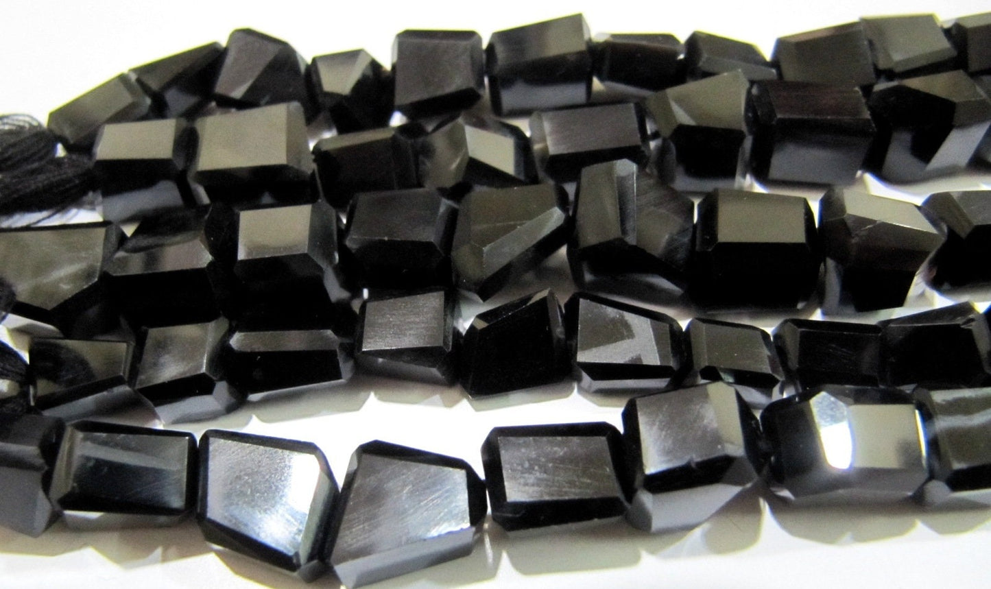 Natural Black Spinel  Laser Cut Beads / Nugget Shape Genuine Black Color Beads 10mm to 12mm Strand 10 inches Semi Precious Gemstones