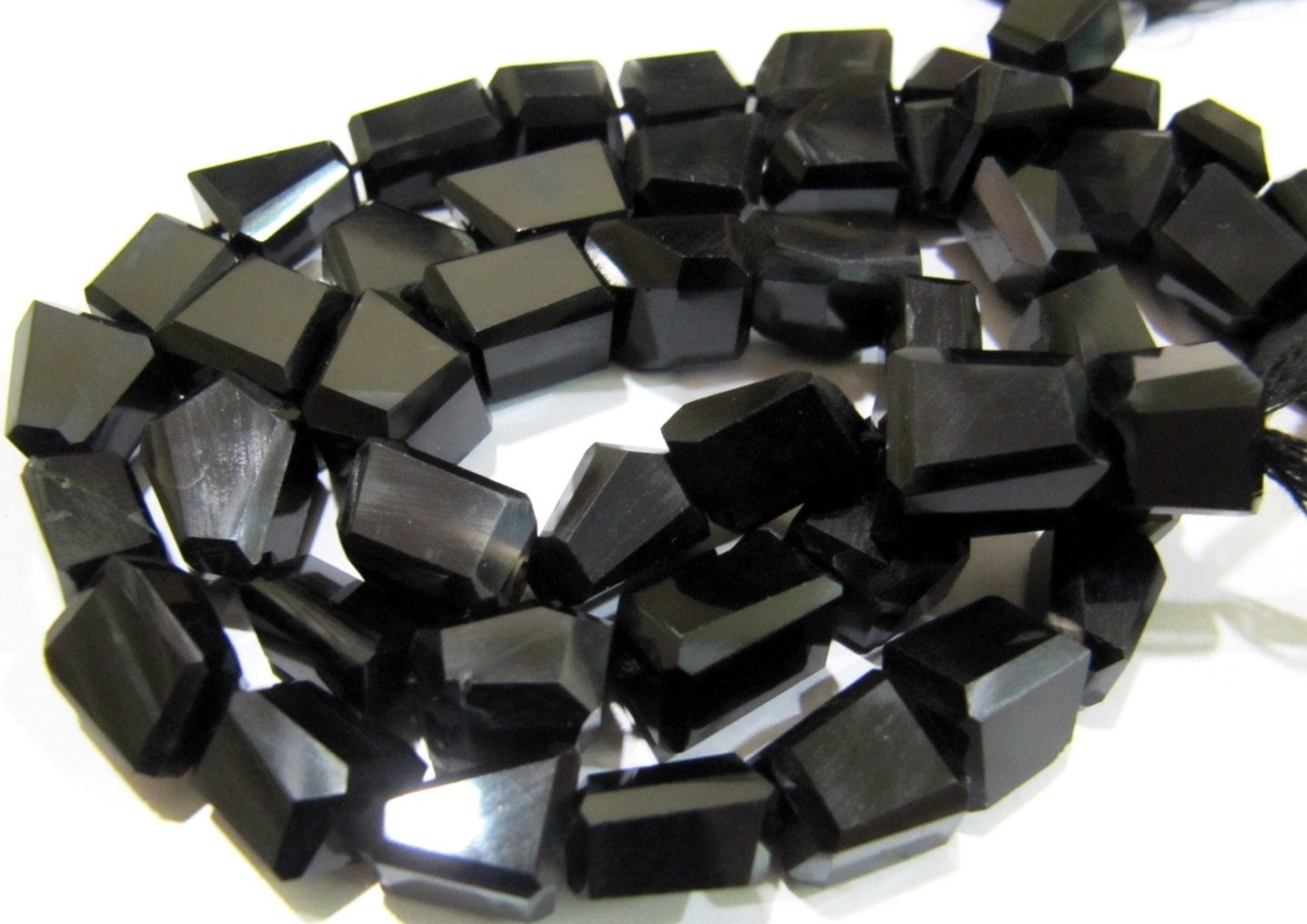 Natural Black Spinel  Laser Cut Beads / Nugget Shape Genuine Black Color Beads 10mm to 12mm Strand 10 inches Semi Precious Gemstones