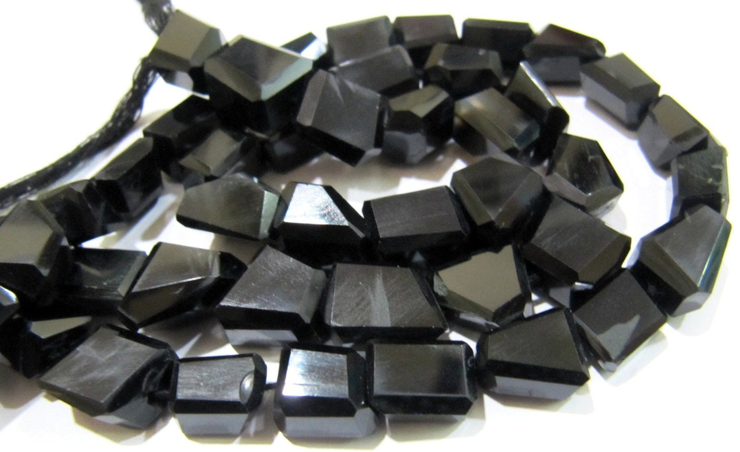 Natural Black Spinel  Laser Cut Beads / Nugget Shape Genuine Black Color Beads 10mm to 12mm Strand 10 inches Semi Precious Gemstones