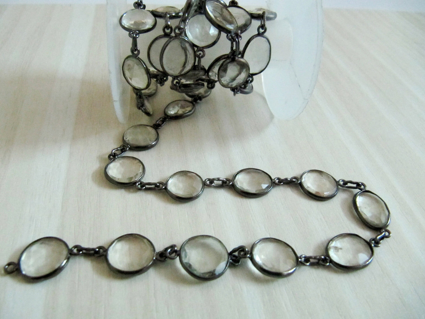 Natural Crystal Quartz Nugget Briolette Connector Chain Uneven Free Shape 12to15mm Sold Per Foot High Quality Beads Wholesale Prices