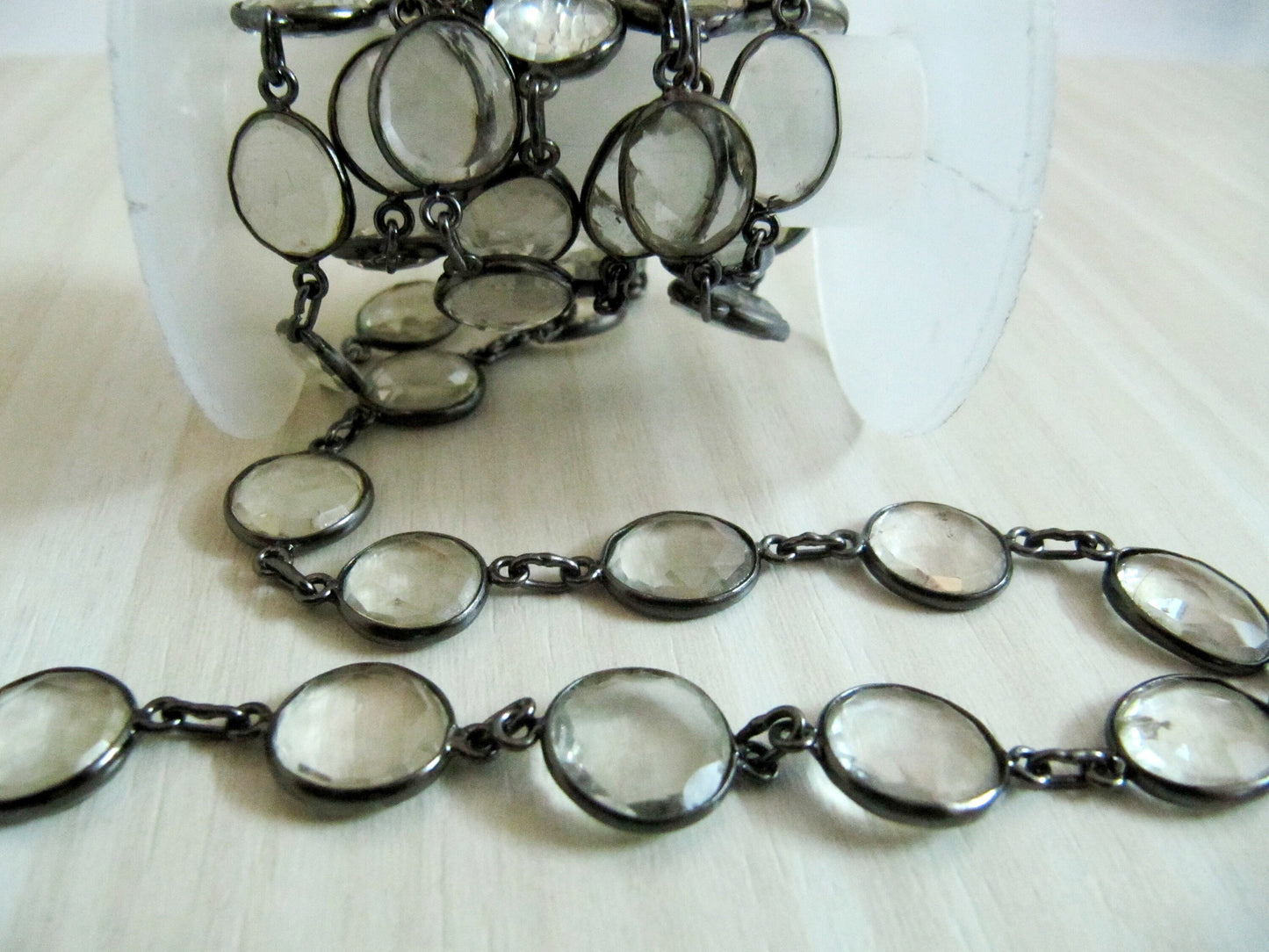 Natural Crystal Quartz Nugget Briolette Connector Chain Uneven Free Shape 12to15mm Sold Per Foot High Quality Beads Wholesale Prices