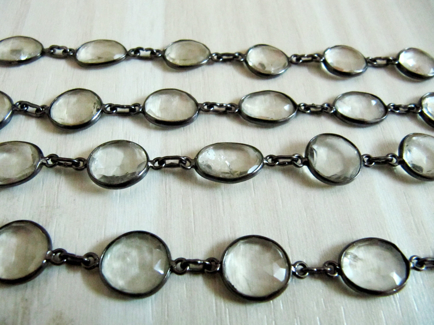 Natural Crystal Quartz Nugget Briolette Connector Chain Uneven Free Shape 12to15mm Sold Per Foot High Quality Beads Wholesale Prices