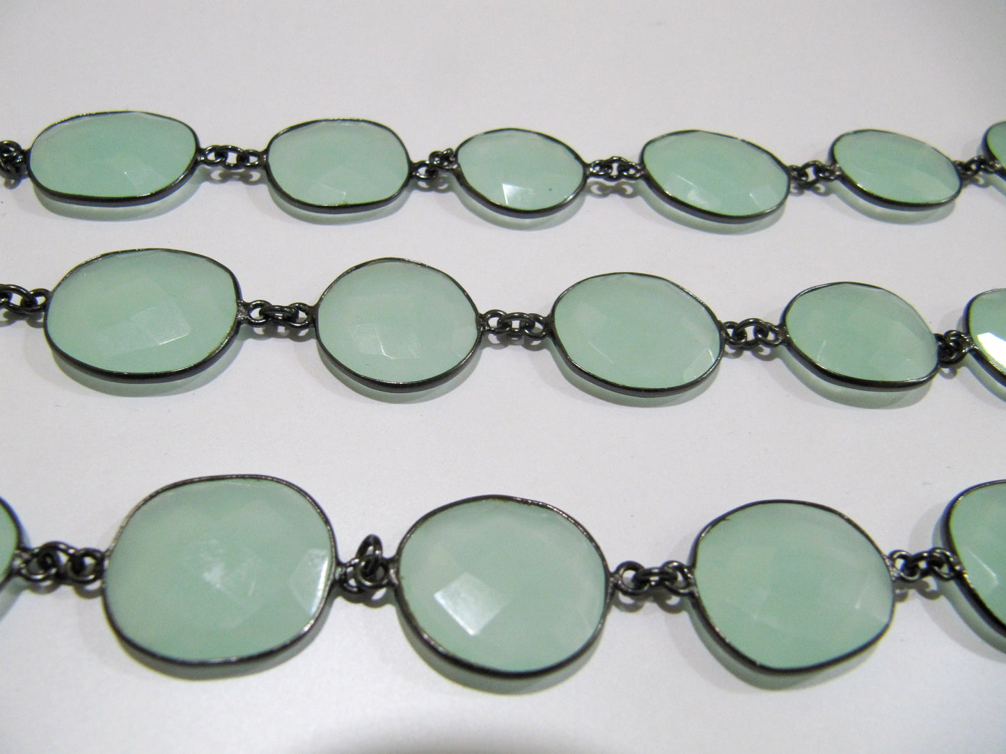 Aqua Chalcedony Nugget Briolette Connector Chain Uneven Free Shape 15x20mm Sold Per Foot High quality Handmade Bezel Chain