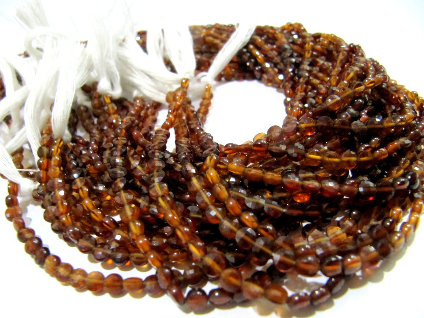 Natural Hessonite Garnet Faceted Round Coin Shape Briolette Beads Size 3.75mm Strand 13 Inches Long Jewelry Making Gemstone Wholesale Price