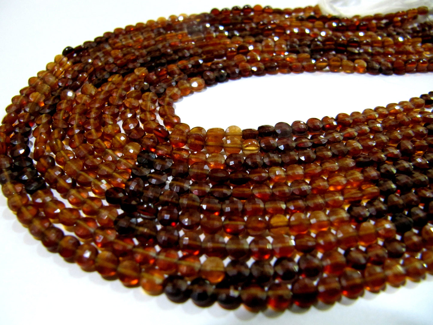 Natural Hessonite Garnet Faceted Round Coin Shape Briolette Beads Size 3.75mm Strand 13 Inches Long Jewelry Making Gemstone Wholesale Price