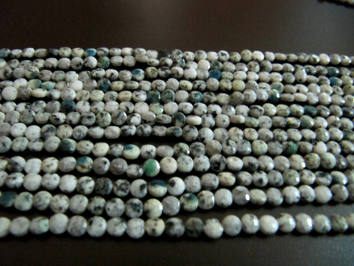 Natural K2nite Jasper Faceted Round Coin Shape Briolette Beads Size 4mm Micro Size Strand 13 Inches Long, Jewelry Making Wholesale Rate Gems