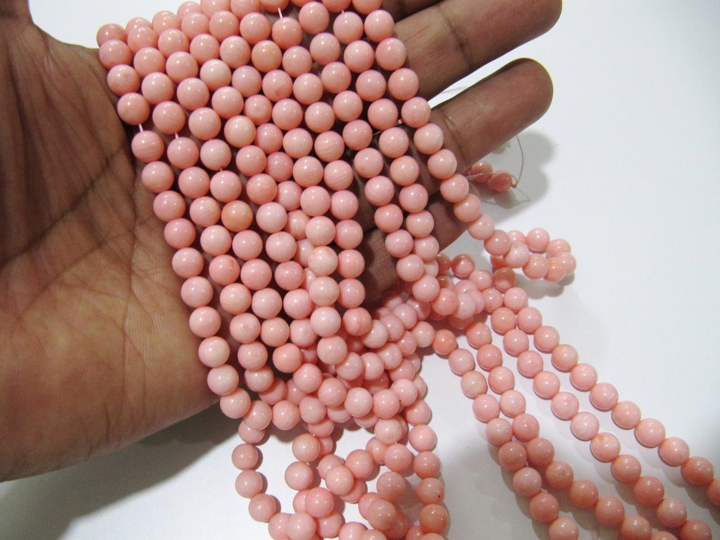 Natural  Pink Coral Round Ball Shape Plain Smooth 6mm Beads Strand 16 Inches Long Jewelry Making Beads Sold Per Strand Wholesale Prices