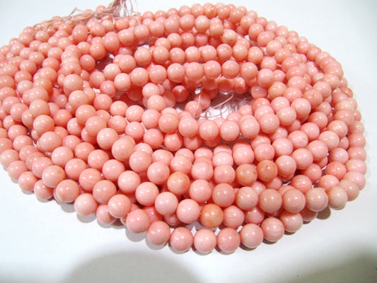 Natural  Pink Coral Round Ball Shape Plain Smooth 6mm Beads Strand 16 Inches Long Jewelry Making Beads Sold Per Strand Wholesale Prices
