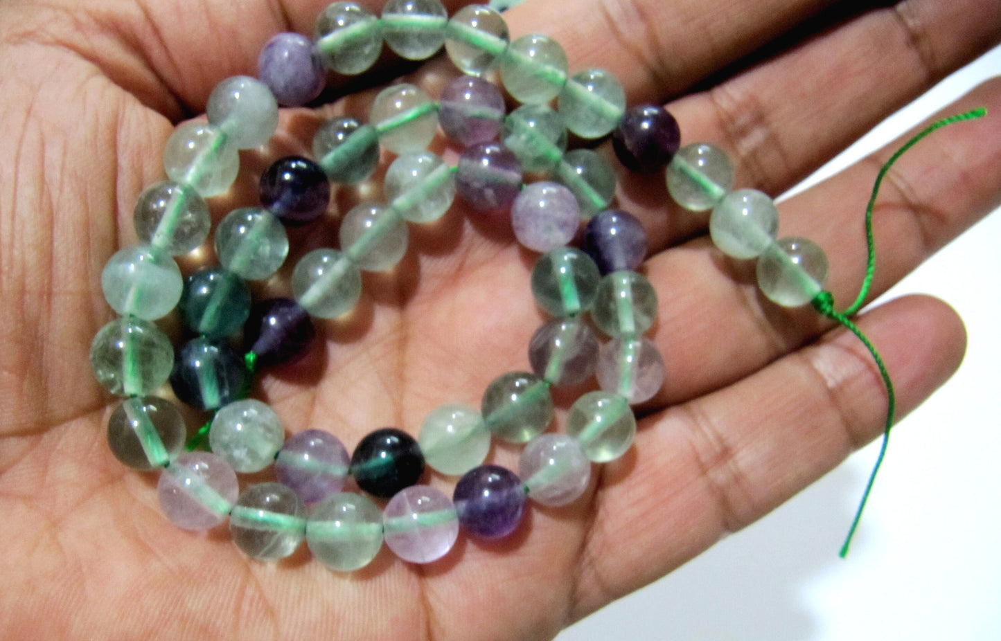 Natural Multi Flourite Multi Color Beads Fluorite Rondelle Shape Faceted Beads Green Beads, Purple Beads Size Around 8mm Strand 15 Inch Long