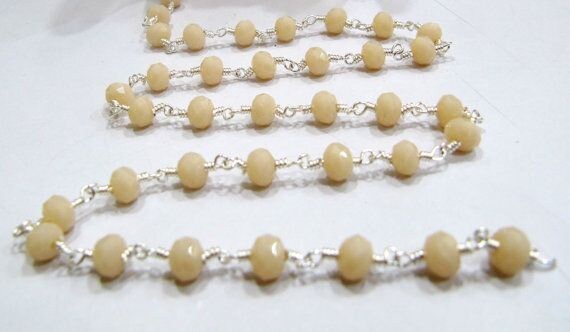 3 Feet- Pink Opal Quartz  Rondelle Faceted Beaded Wire Wrapped Rosary Aati Chain 6mm Size Pink Bead Chain Wholesale Prices gemstone chain