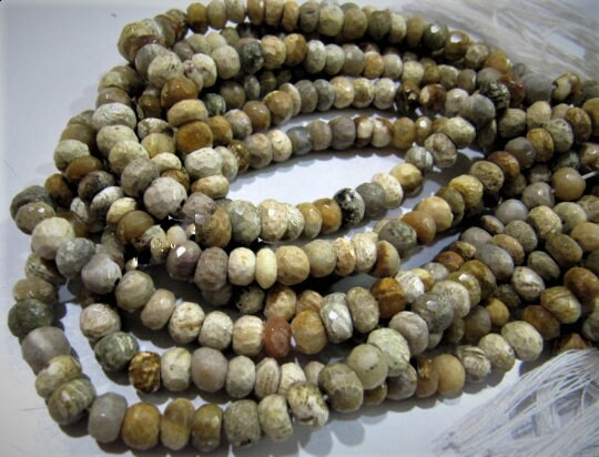 Natural Earth Mined Fossil Coral Beads 7 mm Rondelle Faceted Gemstone Beads  Sold per String 12.5 inches Rare Gemstones Wholesale Prices