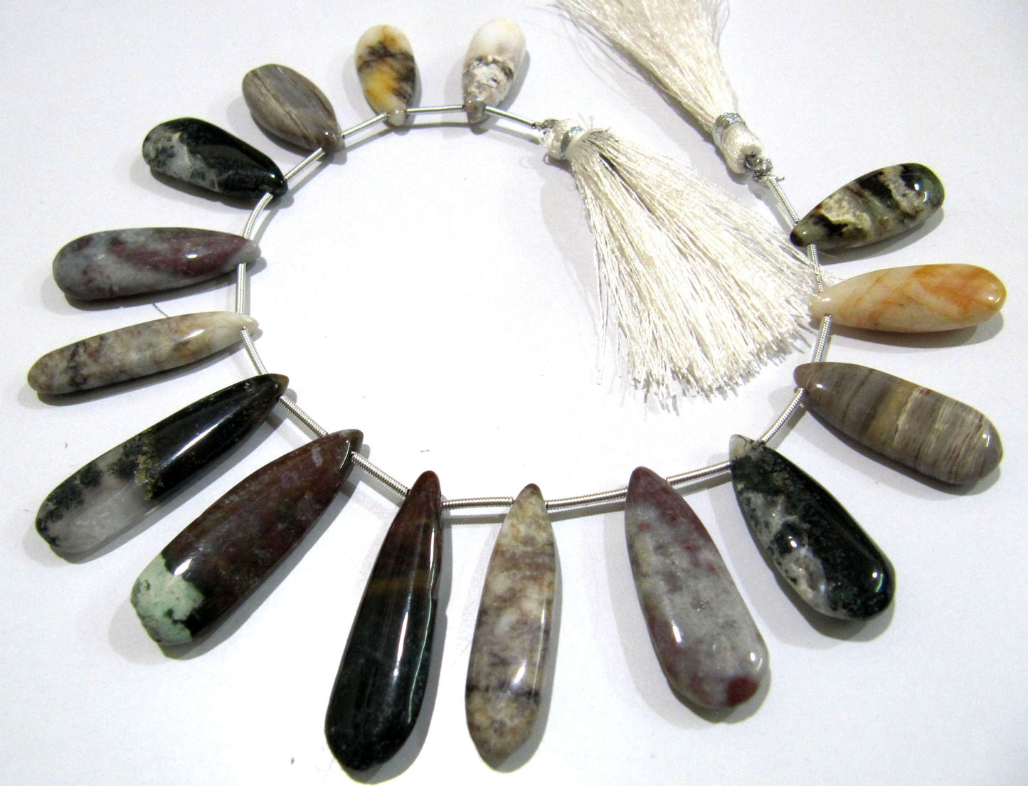 Natural Multi Agate Pear Shape Plain Smooth Briolette beads 10x25mm To 12x20mm Graduated Jewelry Making Strand 8 Inches Long