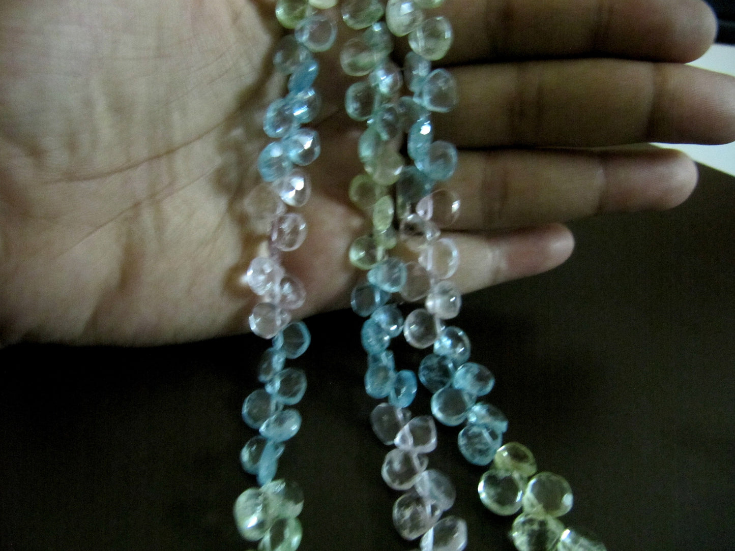 Natural Multi Color Aquamarine Heart Shape Faceted  7-8mm Gemstone Strand 10 inches long High Quality Wholesale Prices