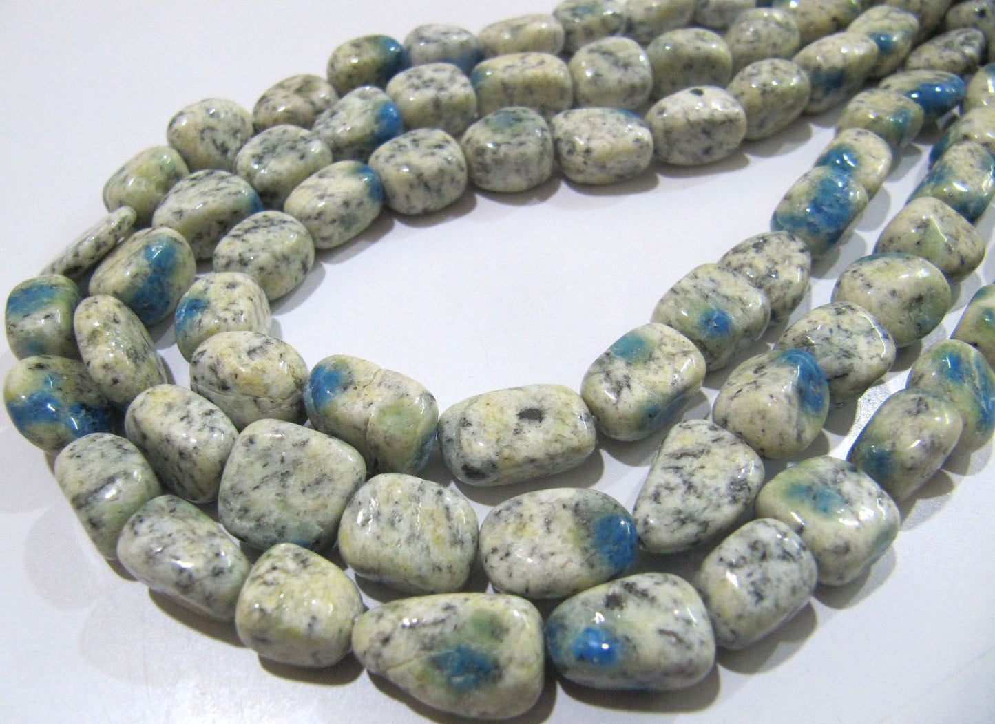 Natural K2 Jasper K2Nite Azurite Granite Nugget Shape Tumbled Plain Smooth 10mm To 12mm Beads Jewelry Making Beads Strand 8 Inches Long