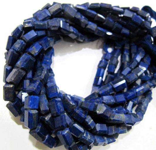 Natural Lapis Lazuli Nugget Shape Laser Cut Tumbled 8mm To 10mm Beads, Blue Color Jewelry Making Beads Strand 8 Inches Long Sold Per Strand
