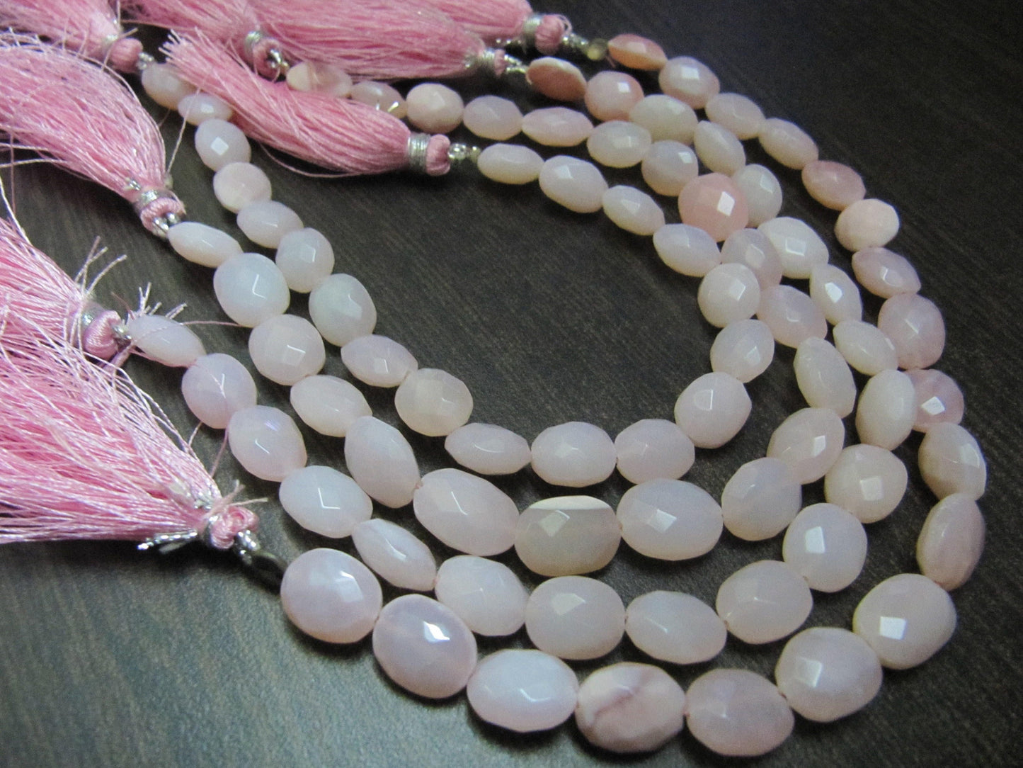 Natural Pink Opal Oval Faceted 8mm to 10mm Briolette Beads Strand 8 Inches Long Jewelry Making Beads Sold Per Strand Wholesale Prices