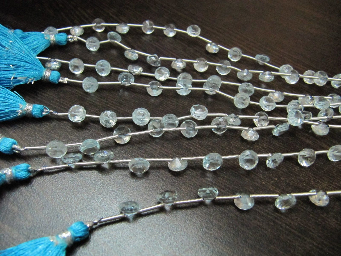 Natural Genuine Blue Topaz Onion Shape Faceted Sky BT 6-7mm Untreated Beads Strand 8 Inches long, Sky Blue Color Gemstone Beads Wholesale