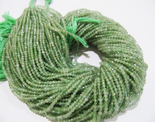 Natural Green Rutilated 2mm Rondelle Faceted Beads 13inch Long SemiPrecious Green Color Beads Making Jewelry Sold Per Strand Wholesale Price