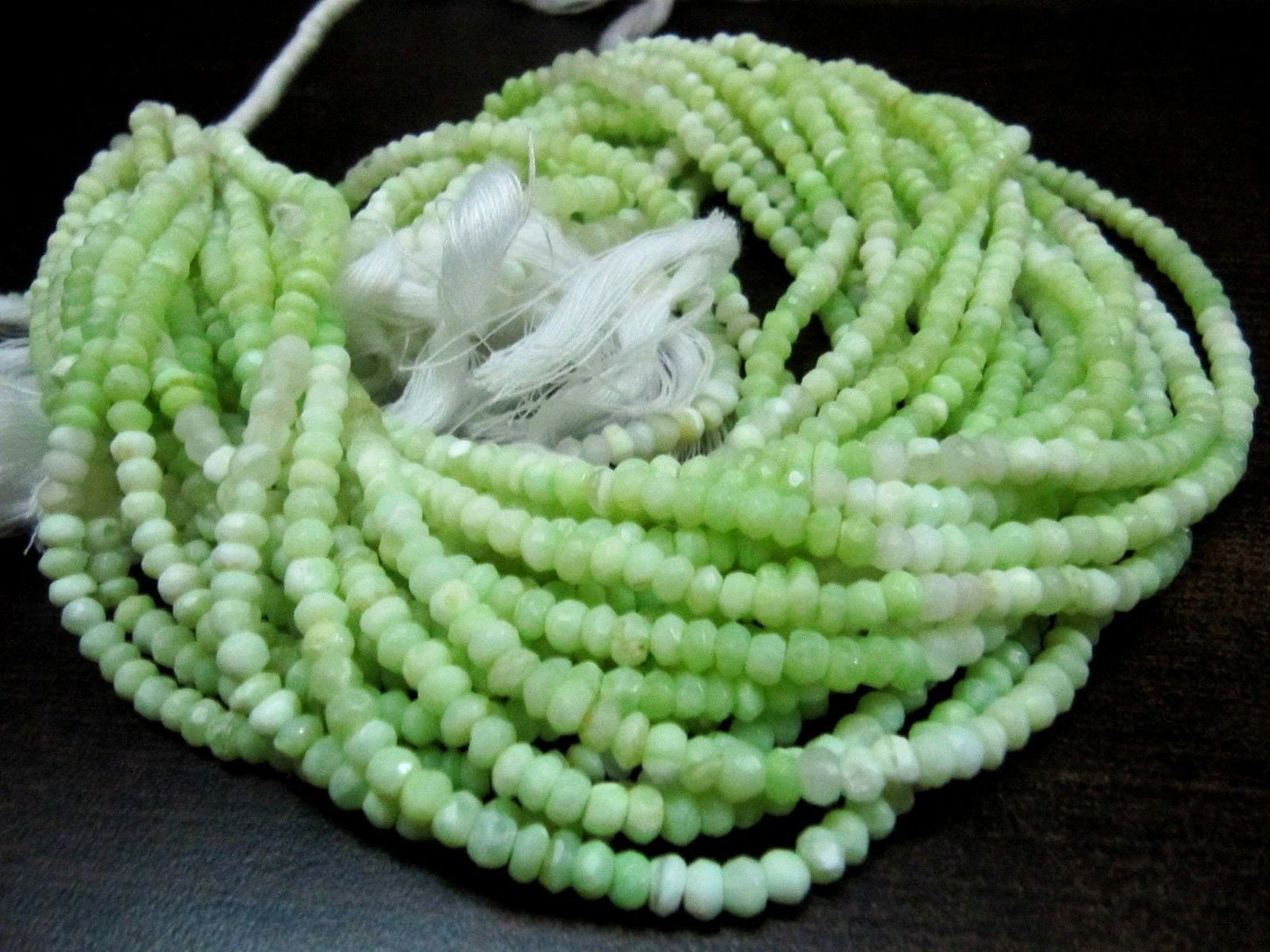 Natural Green Opal Gemstone Rondelle Faceted Beads Size Approx 4-5mm Green Color Beads Strands 13 Inches Long Wholesale Prices