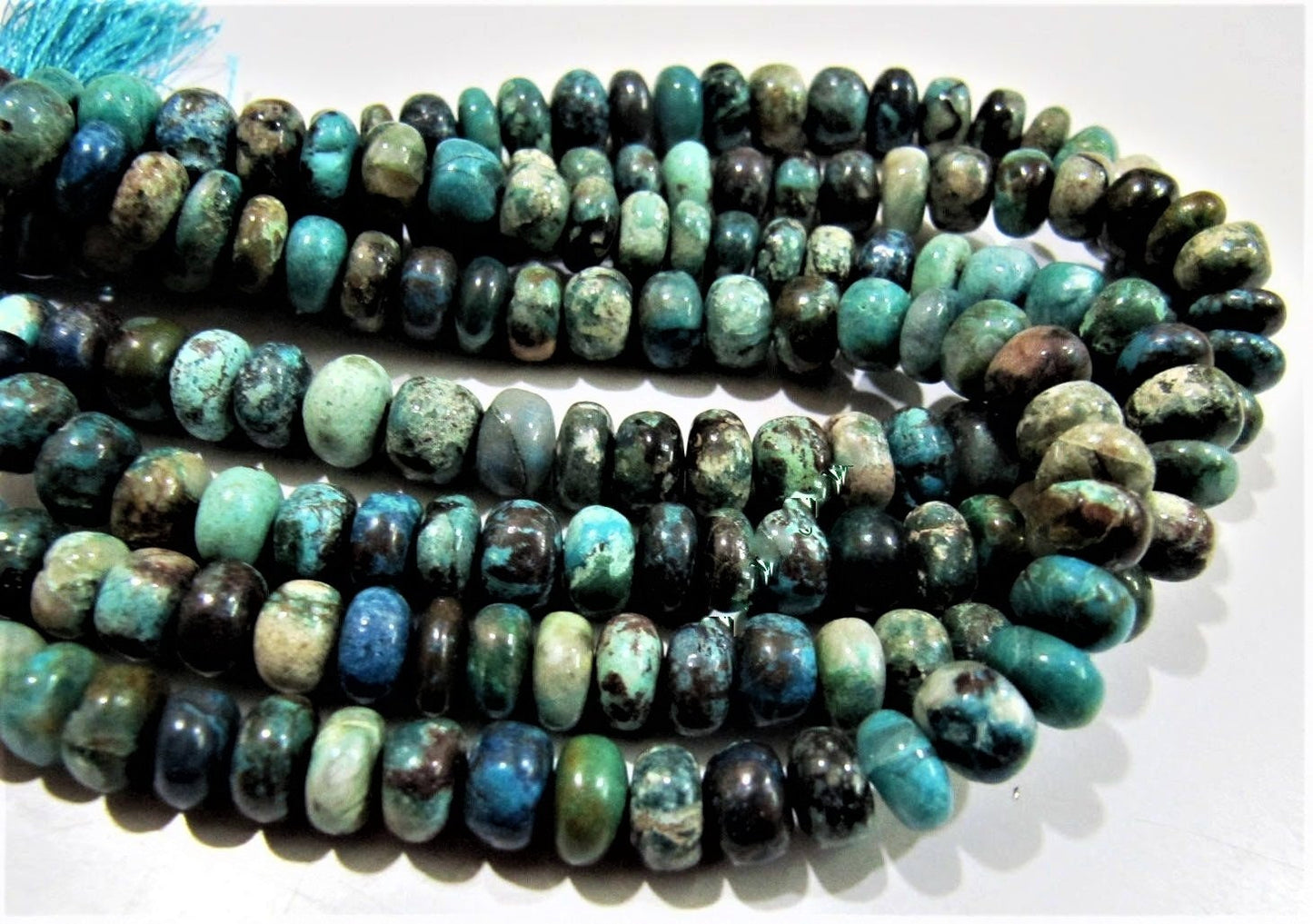 AAA Quality Natural Chrysocolla Rondelle Plain Beads 9-10 mm / Multi Color Smooth Gemstone Beads / Sold per String 8 inches / Rare Gemstone