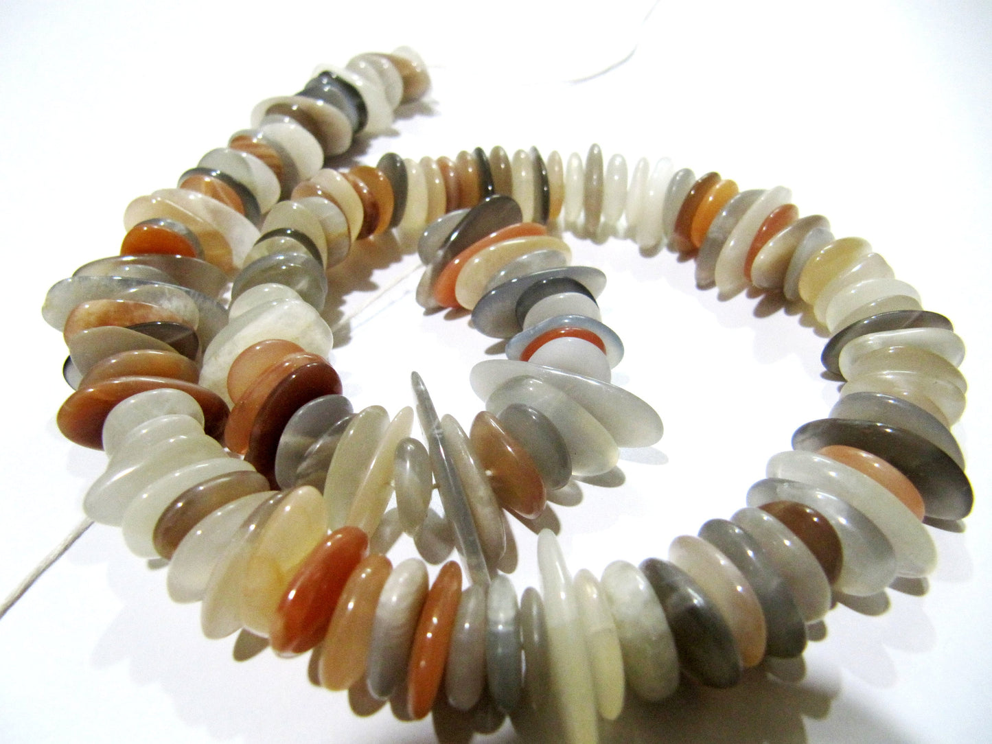 Natural Multi Moonstone Nugget Shape Flat Tumbled Plain Smooth 10mm To 20mm Beads, Jewelry Making Beads Strand 8 Inches Long Sold Per Strand
