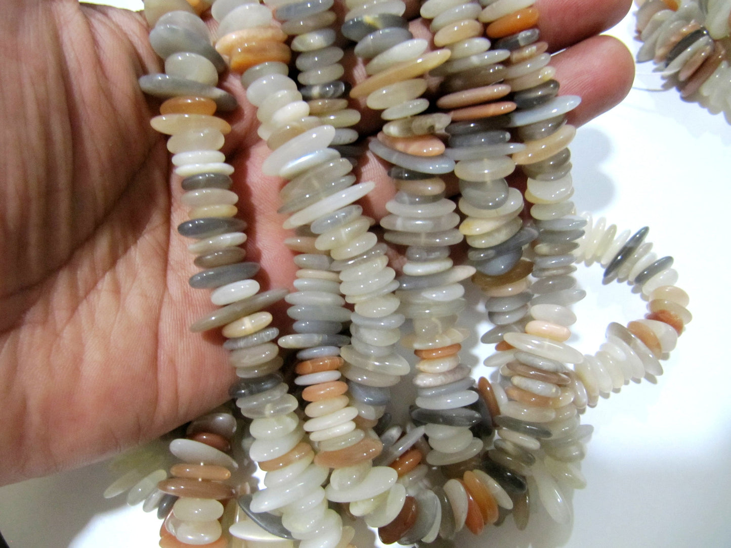 Natural Multi Moonstone Nugget Shape Flat Tumbled Plain Smooth 10mm To 20mm Beads, Jewelry Making Beads Strand 8 Inches Long Sold Per Strand