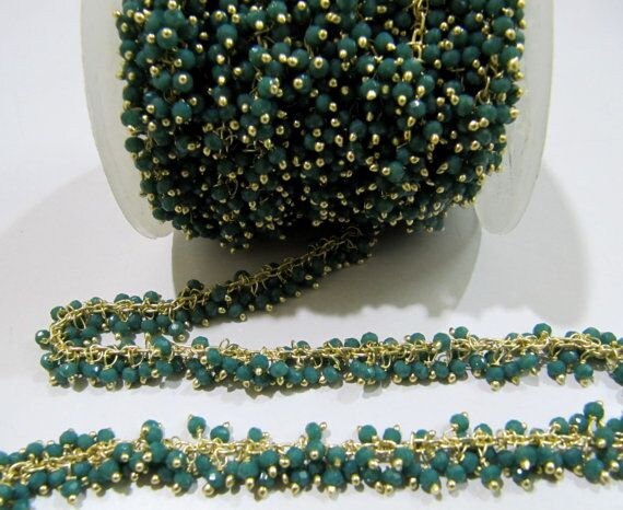 3 Ft- Faceted Peruvian Chalcedony Grape Chain Hydro Quartz 2.5mm Faceted  Wire Wrap Rosary Beaded Angoori Chain Wholesale Price