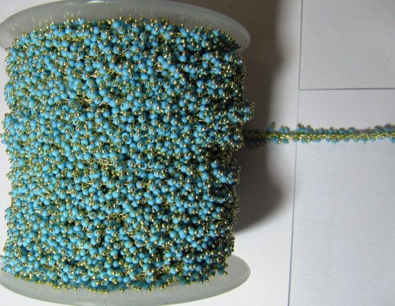 1 Foot- Smooth Turquoise Grape Beaded 2mm Cluster Chain. Wire Wrap Angoori Chain Wholesale Prices Jewelry Making Quartz chain