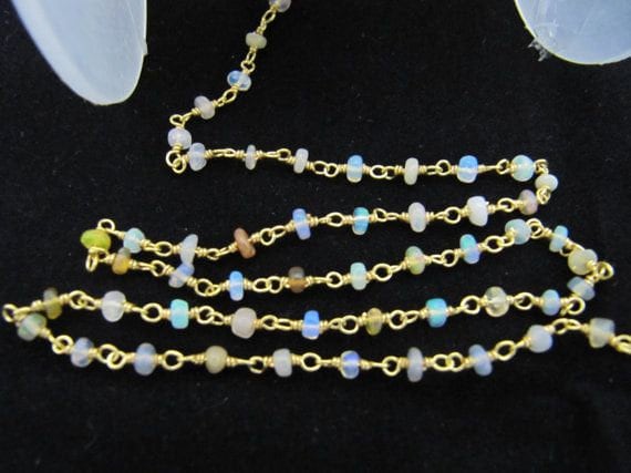Natural Ethiopian Opal  Rondelle Plain Smooth  Beaded  2.5-3mm Size Opal Sterling Silver Rosary Bead Chain Wholesale Prices gemstone chain