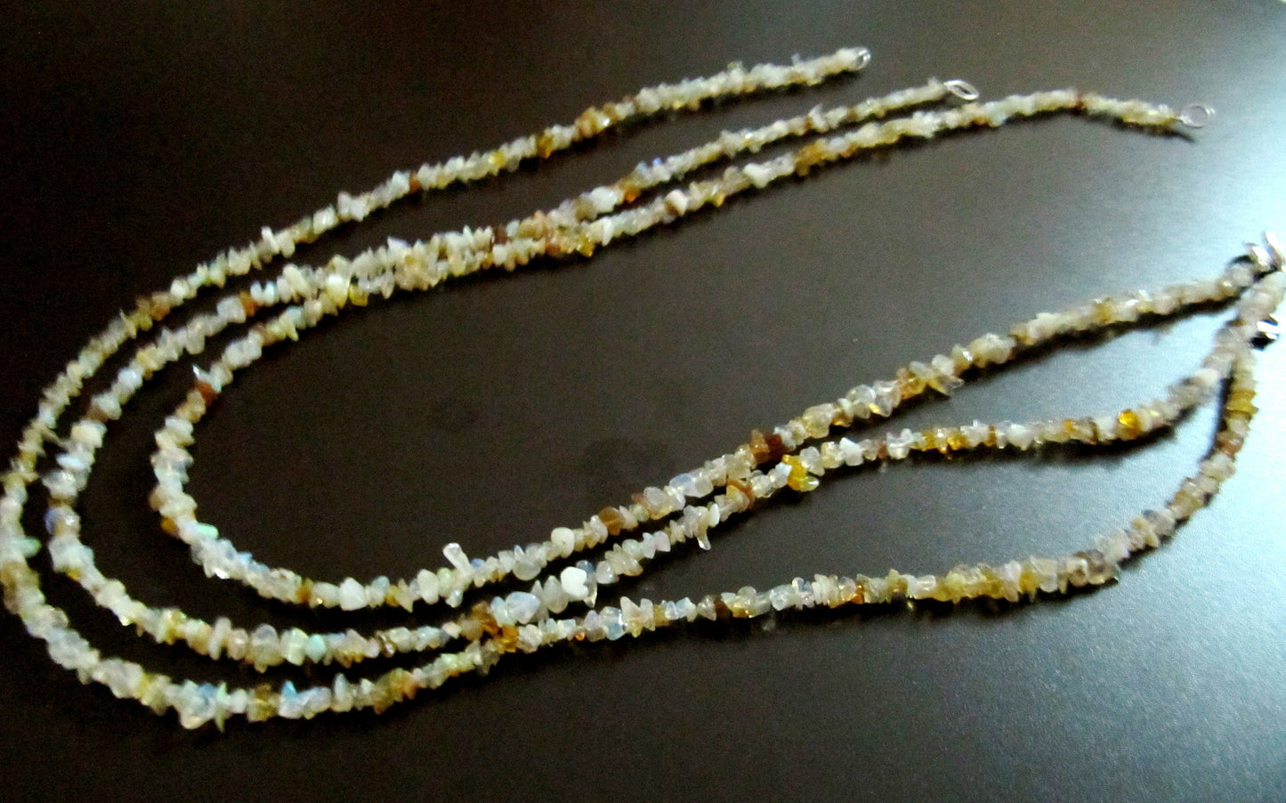 Natural Ethiopian Opal Irregular Chip Gravel Uncut Nugget 4mm To 5mm Beaded Necklace Strand 18 Inches Long Sold Per Piece