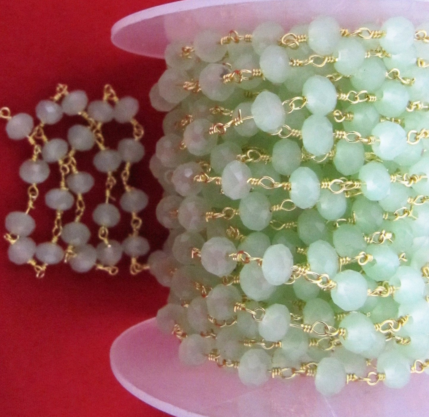 3 Ft-Green Chalcedony Rondelle Faceted Beaded Aati Chain 6mm Size Hydro Quartz Bead Chain Wholesale Prices gemstone chain