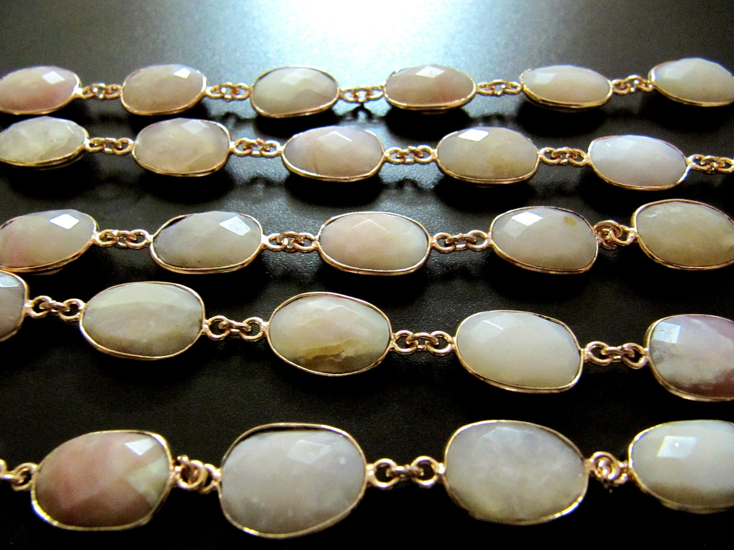 Natural Pink Opal Uneven  Free Shape Briolette Bezel Connector Chain Size 12-15mm High Quality Pink Stones Wholesale prices