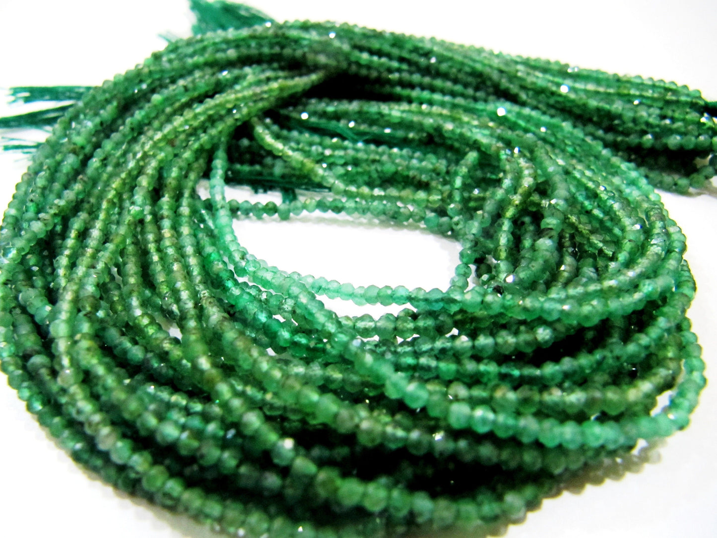 Natural Emerald Rondelle Faceted Untreated Beads 2.5mm strand 13 inches  Precious Best Quality Genuine Emerald Birth Stones Wholesale Prices