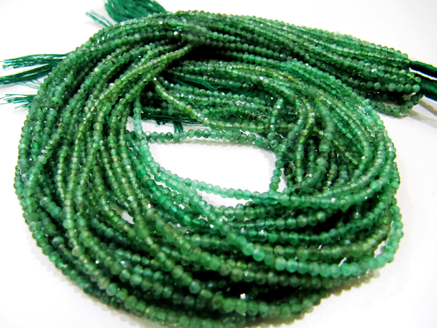 Natural Emerald Rondelle Faceted Untreated Beads 2.5mm strand 13 inches  Precious Best Quality Genuine Emerald Birth Stones Wholesale Prices