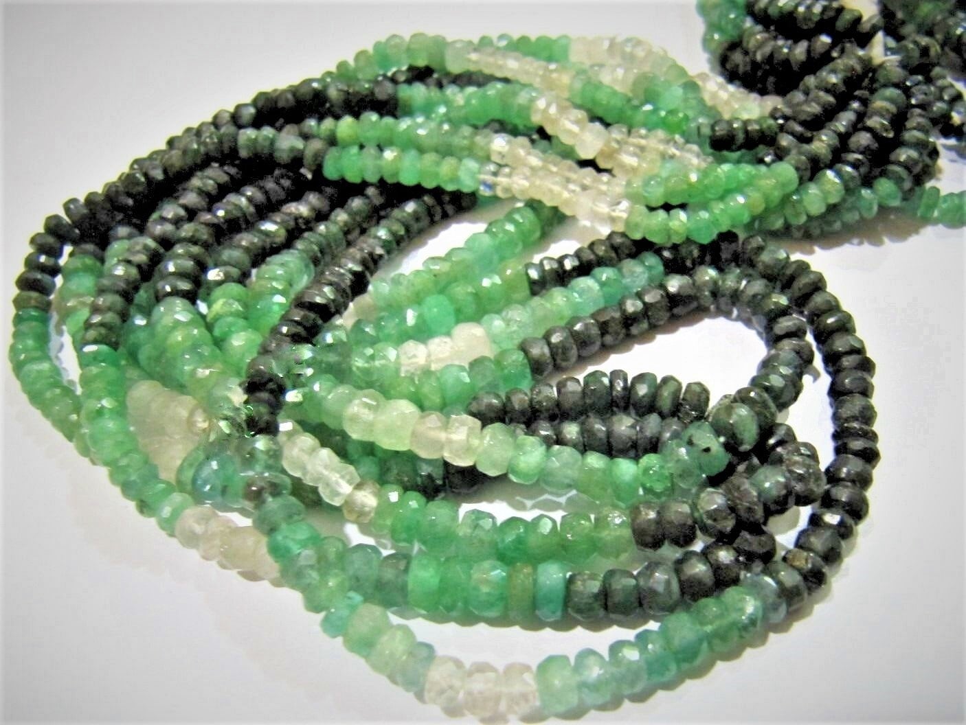 Natural Emerald Shaded Rondelle Faceted Beads Genuine Untreated Emerald 4-5mm Beads Strand 8.5 inch long  Precious Gemstone