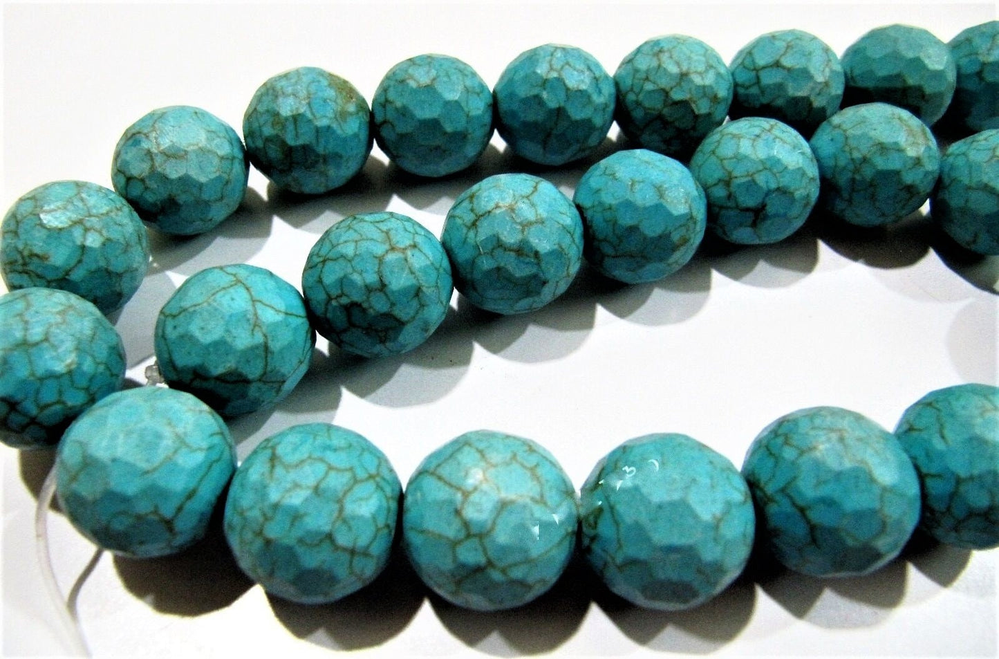 Turquoise Ball Shape Beads Round faceted Beads 15mm  Howlite Turquoise Gemstone Beads 15 inches Long Wholesale Prices