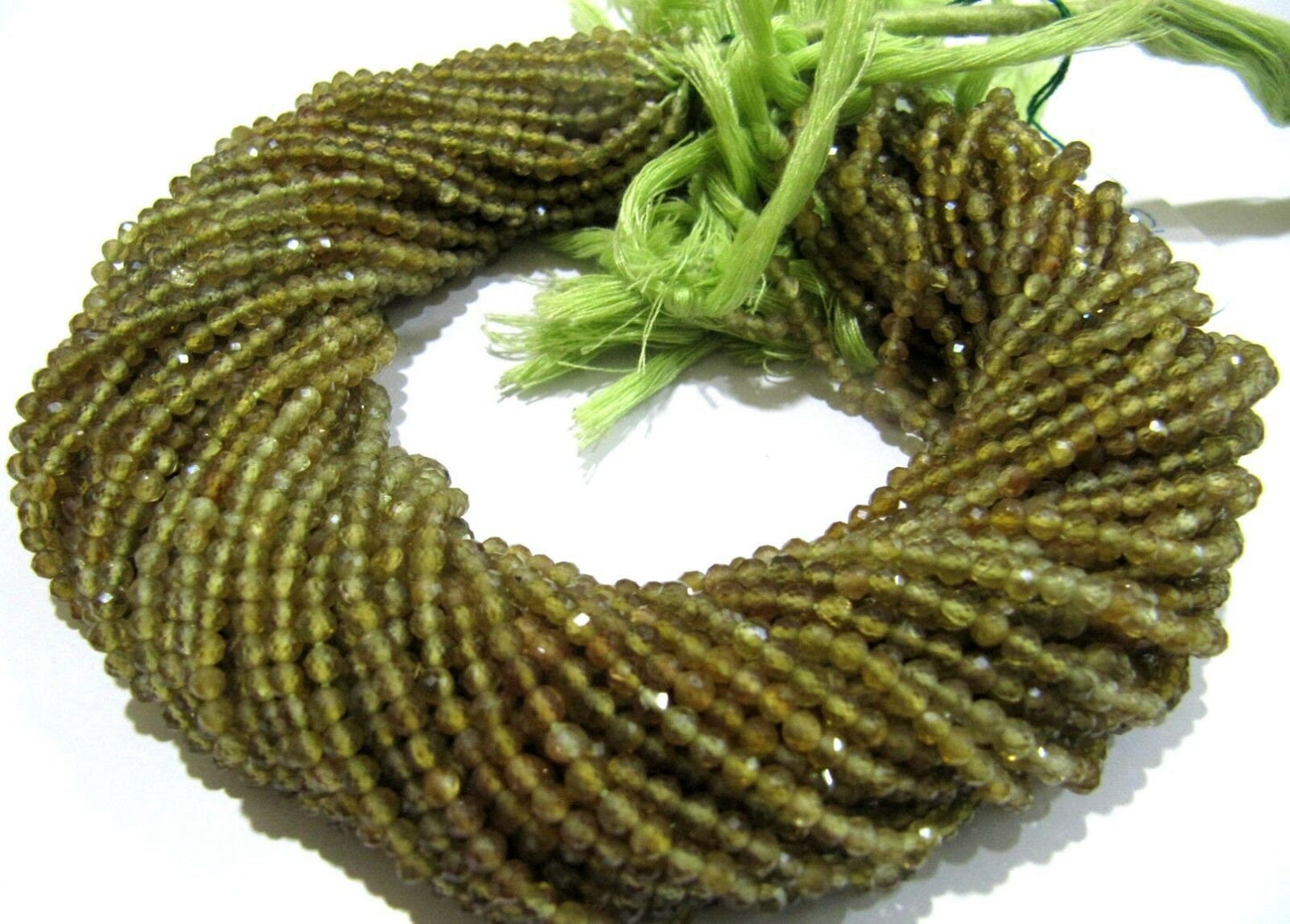 Natural Grossular Garnet Rondelle Faceted 3mm Beads Green Color Jewelry Making Beads Strand 13 Inches Long Sold Per Strand