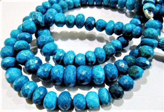 Blue Chrysocolla Rondelle Faceted Beads 6 to 10 mm Graduated  Crysocolla Natural Gemstone Beads  Strand 8 inches long Wholesale Prices