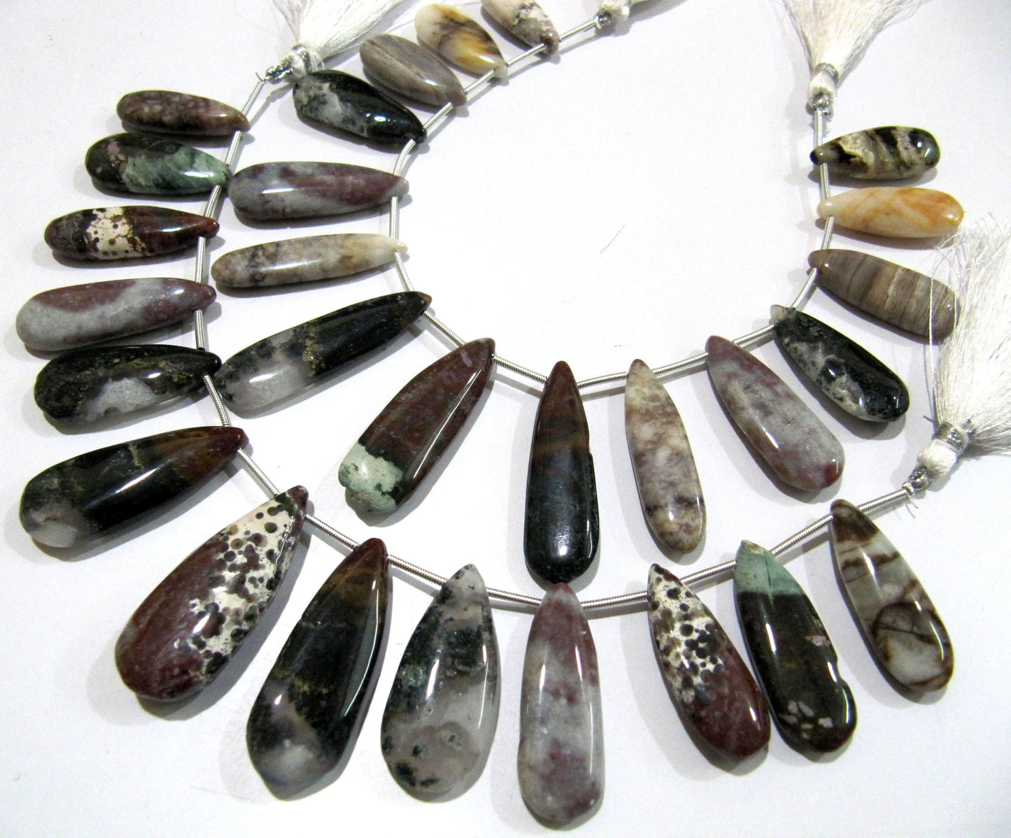 Natural Multi Agate Pear Shape Plain Smooth Briolette beads 10x25mm To 12x20mm Graduated Jewelry Making Strand 8 Inches Long
