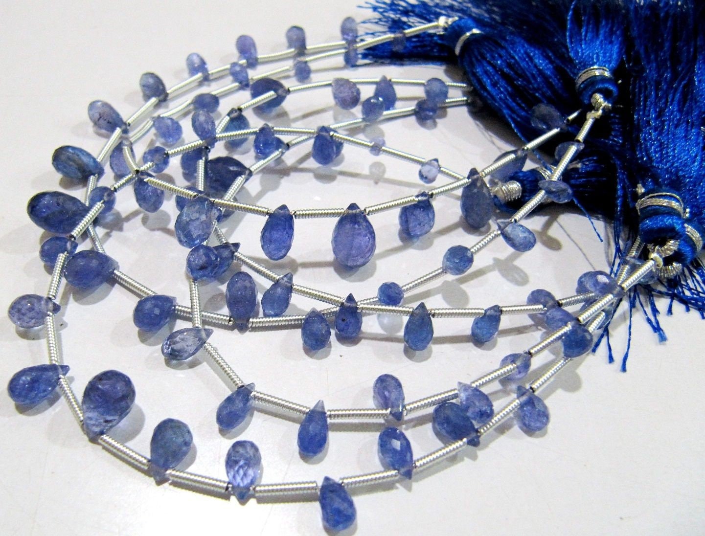 Natural Tanzanite Teardrop Briolette Beads Graduated Size 3x5 to 11x7 mm Long Beads Strand 8 inches long Around 21 Beads per Strand