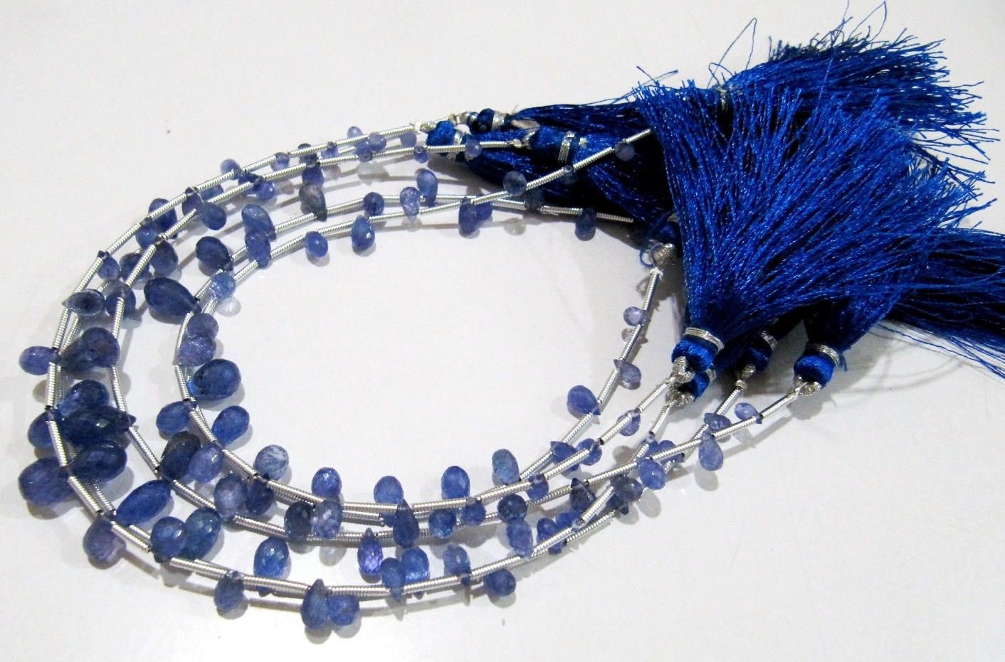 Natural Tanzanite Teardrop Briolette Beads Graduated Size 3x5 to 11x7 mm Long Beads Strand 8 inches long Around 21 Beads per Strand