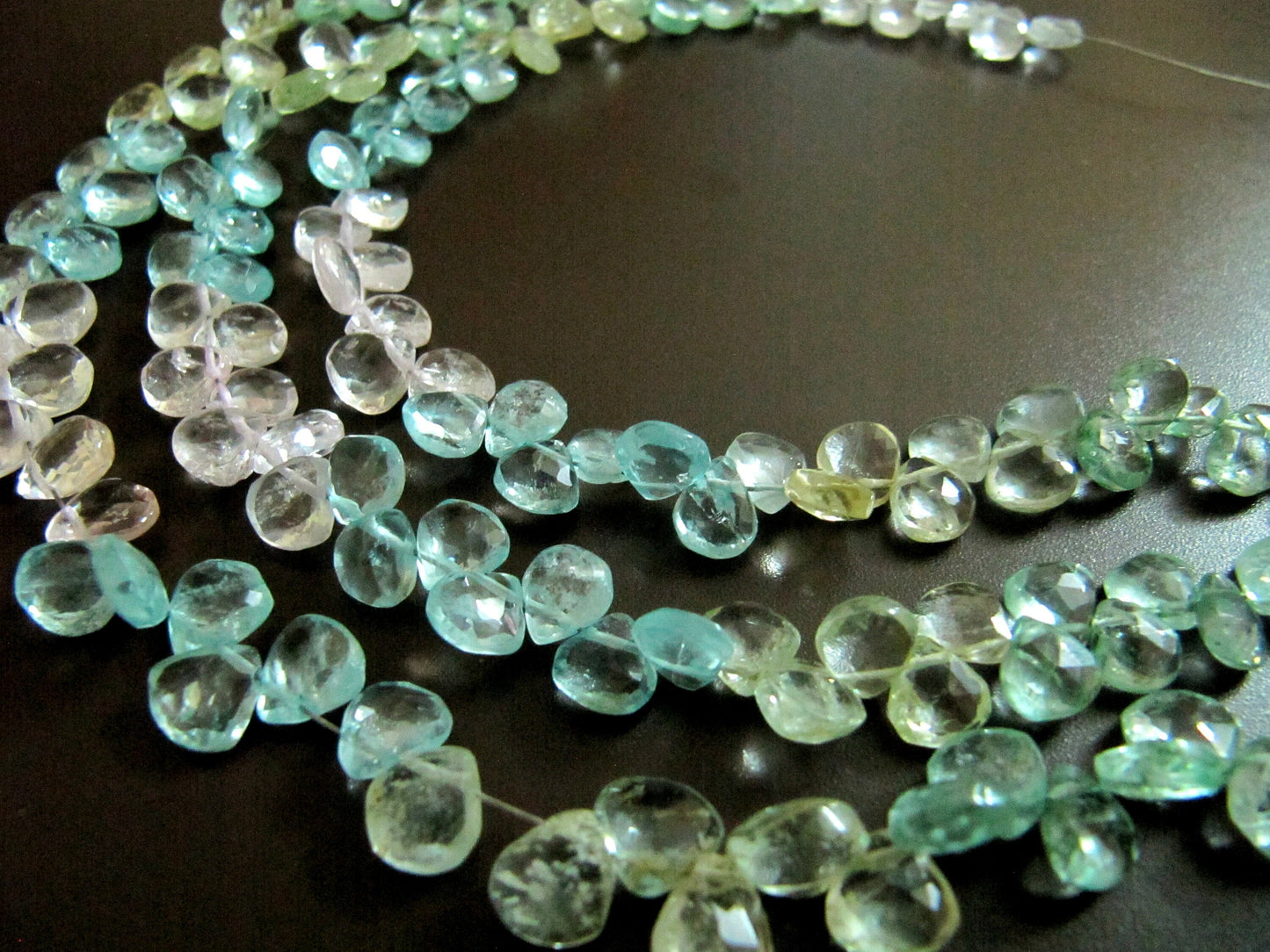 Natural Multi Color Aquamarine Heart Shape Faceted  7-8mm Gemstone Strand 10 inches long High Quality Wholesale Prices